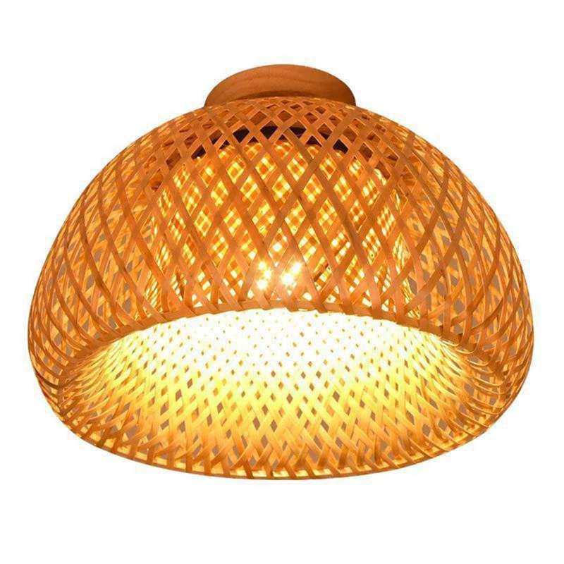 Bamboo Wicker Rattan Light Fixture Mount Hanging Ceiling Lamp for Living Room Bedroom Dining Room,3