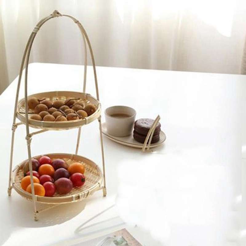 Bamboo Weaving Wicker Baskets Dish Storage Fruit Bread Food