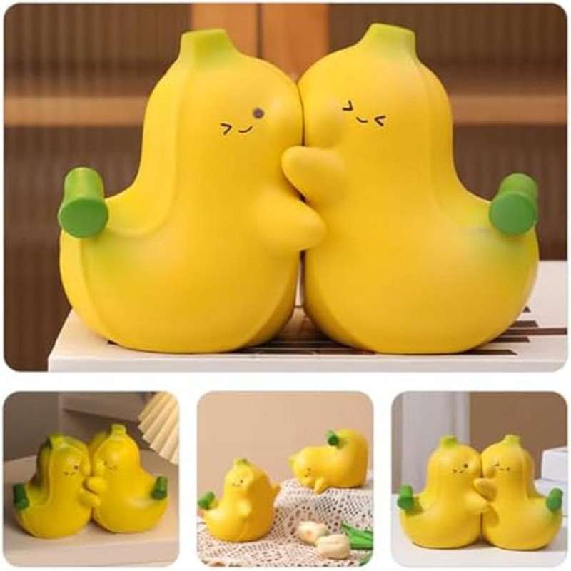Banana Shaped Resin Book Ends 1 Pair Non-skid Bookend Decorative Book Stoppers Holders Book Shelf fo