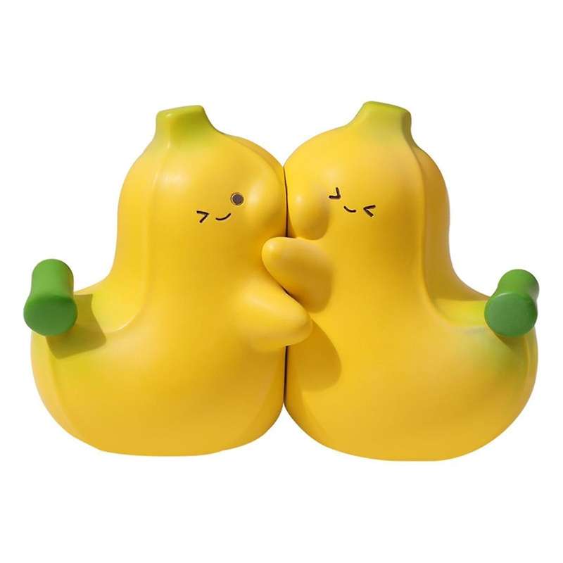 Banana Shaped Resin Book Ends 1 Pair Non-skid Bookend Decorative Book Stoppers Holders Book Shelf fo