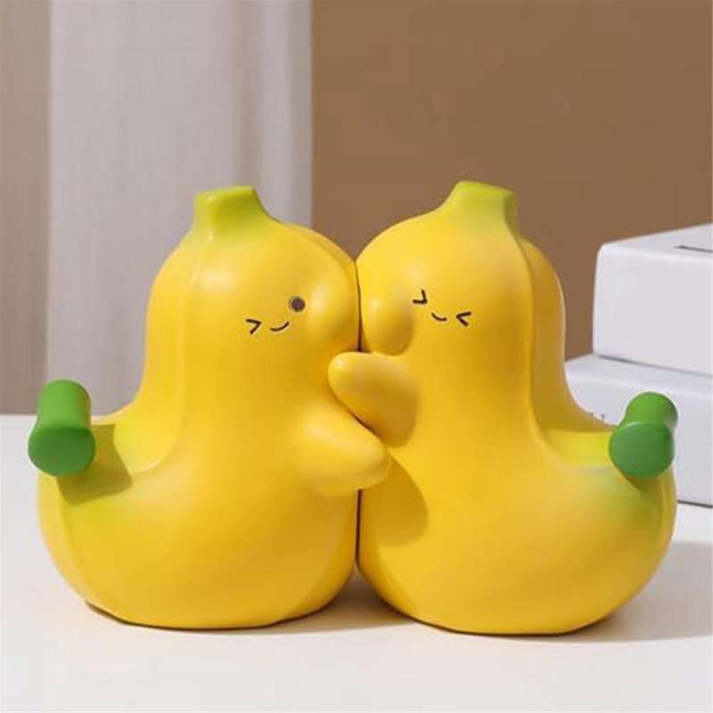 Banana Shaped Resin Book Ends 1 Pair Non-skid Bookend Decorative Book Stoppers Holders Book Shelf fo