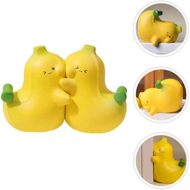 Banana Shaped Resin Book Ends 1 Pair Non-skid Bookend Decorative Book Stoppers Holders Book Shelf fo