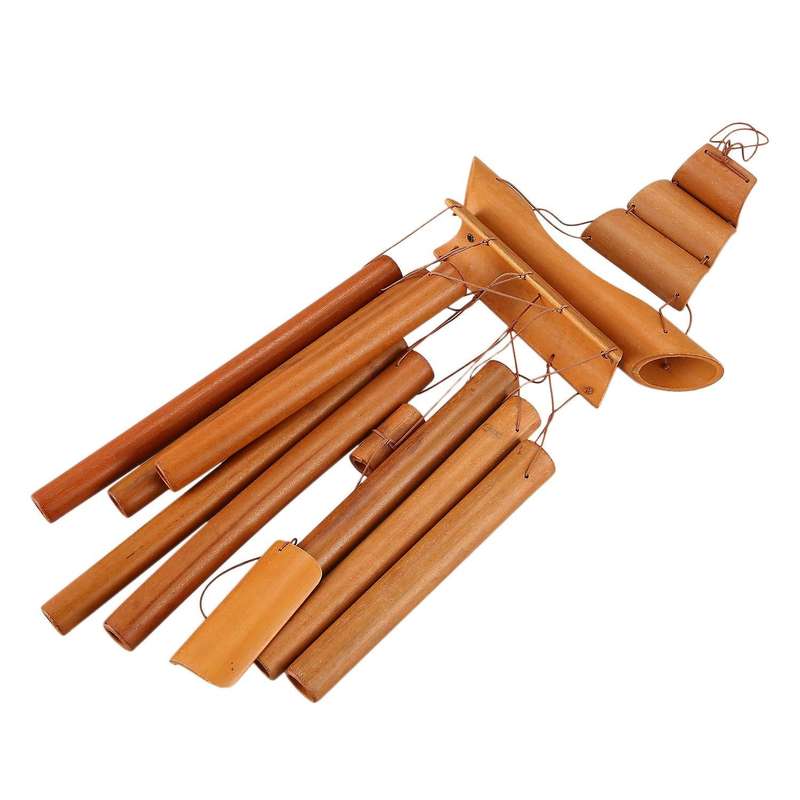Bamboo Wind Chime Handmade Natural Ring Home Decor Wind Chime Hanging Ornament Outdoor Yard Wind
