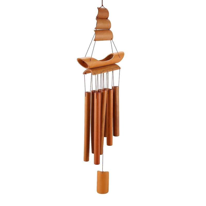 Bamboo Wind Chime Handmade Natural Ring Home Decor Wind Chime Hanging Ornament Outdoor Yard Wind