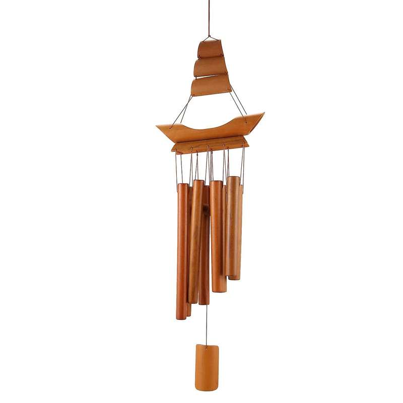 Bamboo Wind Chime Handmade Natural Ring Home Decor Wind Chime Hanging Ornament Outdoor Yard Wind
