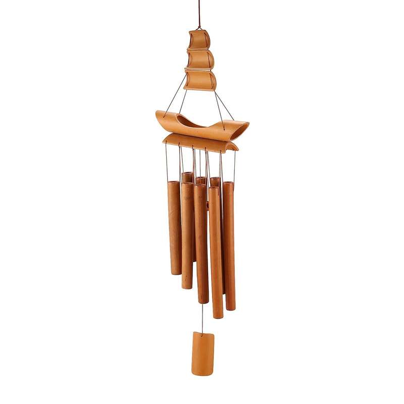 Bamboo Wind Chime Handmade Natural Ring Home Decor Wind Chime Hanging Ornament Outdoor Yard Wind