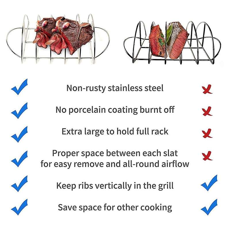 Barbecue Rib Rack for Smokers,for Green Eggs and Smoker Or Larger Barbecue Rack,for Charcoal Barbec