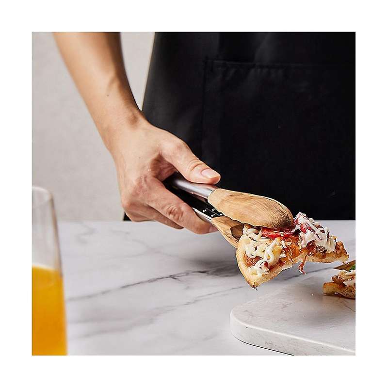 Barbecue Clip Barbecue Bread Food Clip Stainless Steel Olive Wooden Food Clip Wooden Tongs - Salad