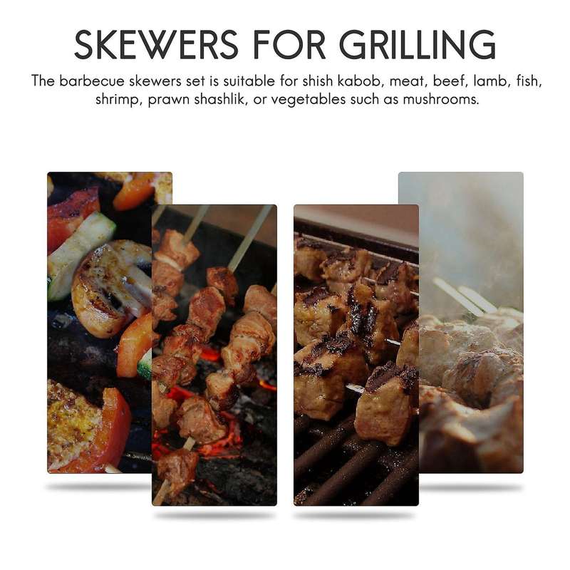 Barbecue Skewers,17 Inch 10pcs Stainless Steel Flat Metal Bbq Kabob Skewer, Kebabs Can Be Reused,co