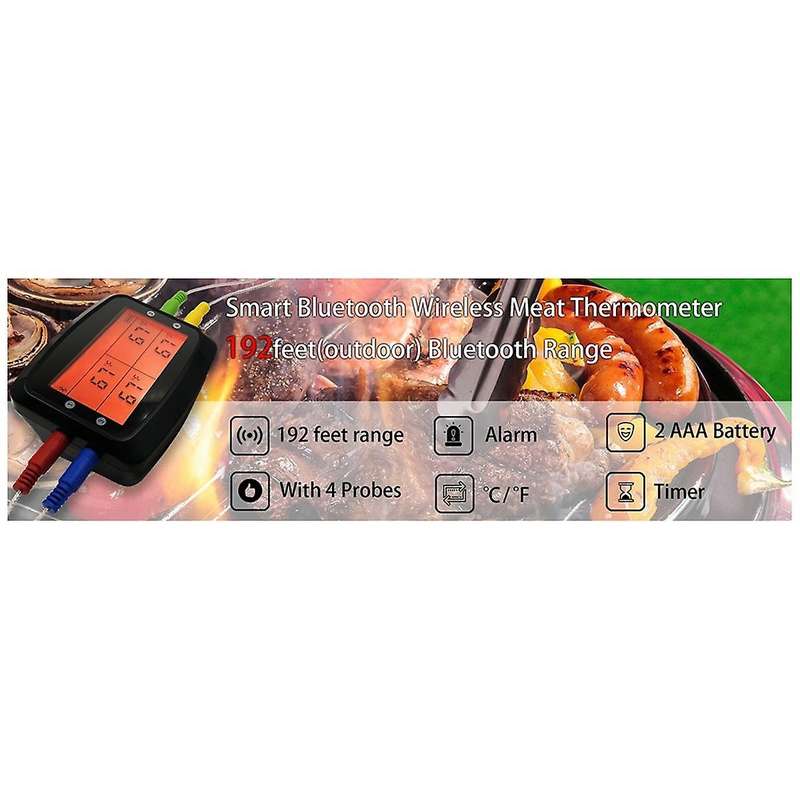 Barbecue Thermometer Bbq Grill Smoker Meat Temperature Meter Wireless with 4 Probes Meat Cooking Tem