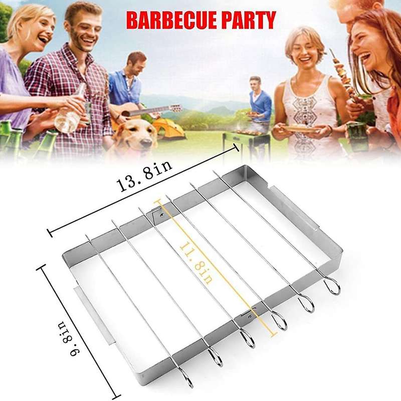 Barbecue Skewer Shish Kabob Set, Stainless Steel Foldable Shish Kabob Rack, BBQ Skewer Rack for Part