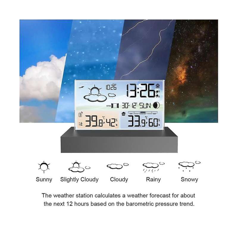Barometer Weather Station Thermometer Hygrometer Multifunction Electronics Desktop Alarm Clock Batt