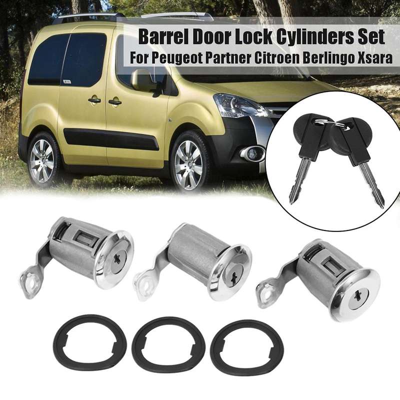 Barrel Door Lock Cylinders Set with Two Keys 252522 9170.CW for / Partner Berlingo Xsara 1996-2008