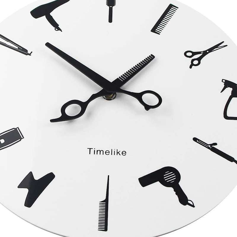 Barber Stylist Tools Wall Clock Modern 3D Quartz Non Ticking Beauty Hair Salon Clocks Watch for Hom