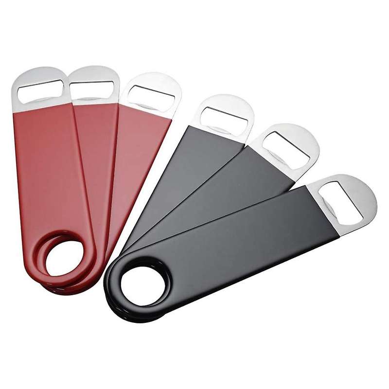 Bartender Bottle Openers, Stainless Steel Bar Blade Beer Opener Manual Can Opener with Coated Handl