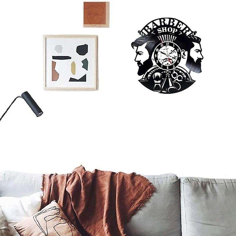 Barber Shop Wall Clock Modern Barbershop Decoration Vinyl Record Wall Clock Hanging Hairdresser Wall