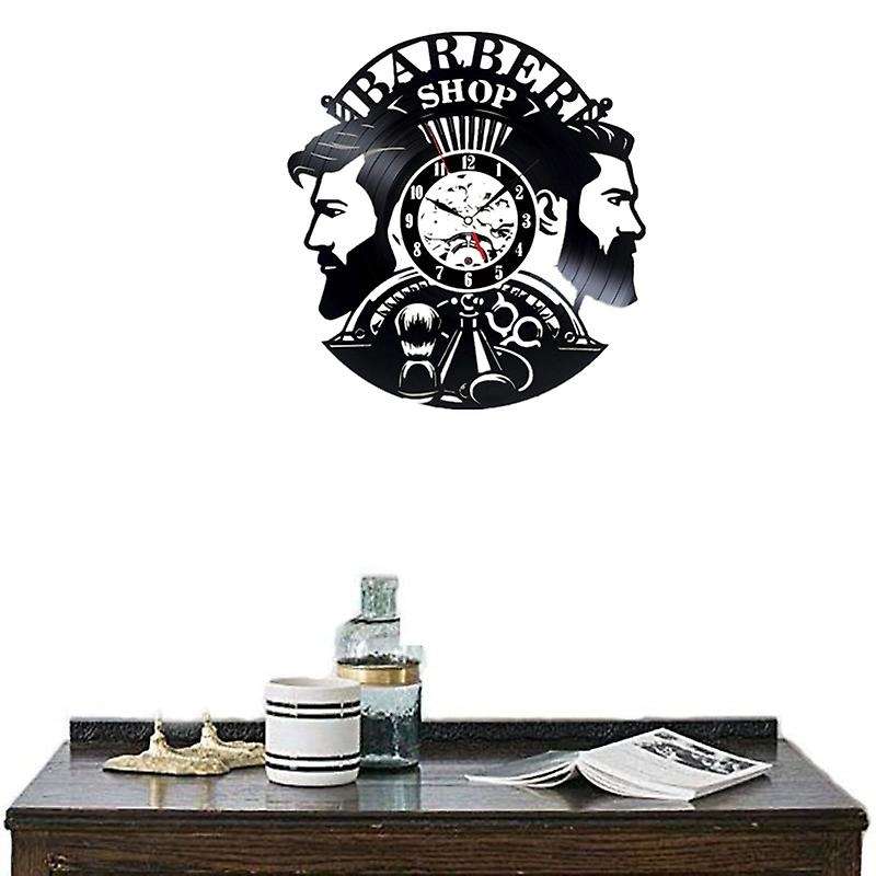 Barber Shop Wall Clock Modern Barbershop Decoration Vinyl Record Wall Clock Hanging Hairdresser Wall
