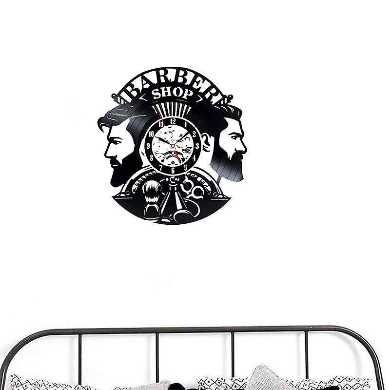 Barber Shop Wall Clock Modern Barbershop Decoration Vinyl Record Wall Clock Hanging Hairdresser Wall