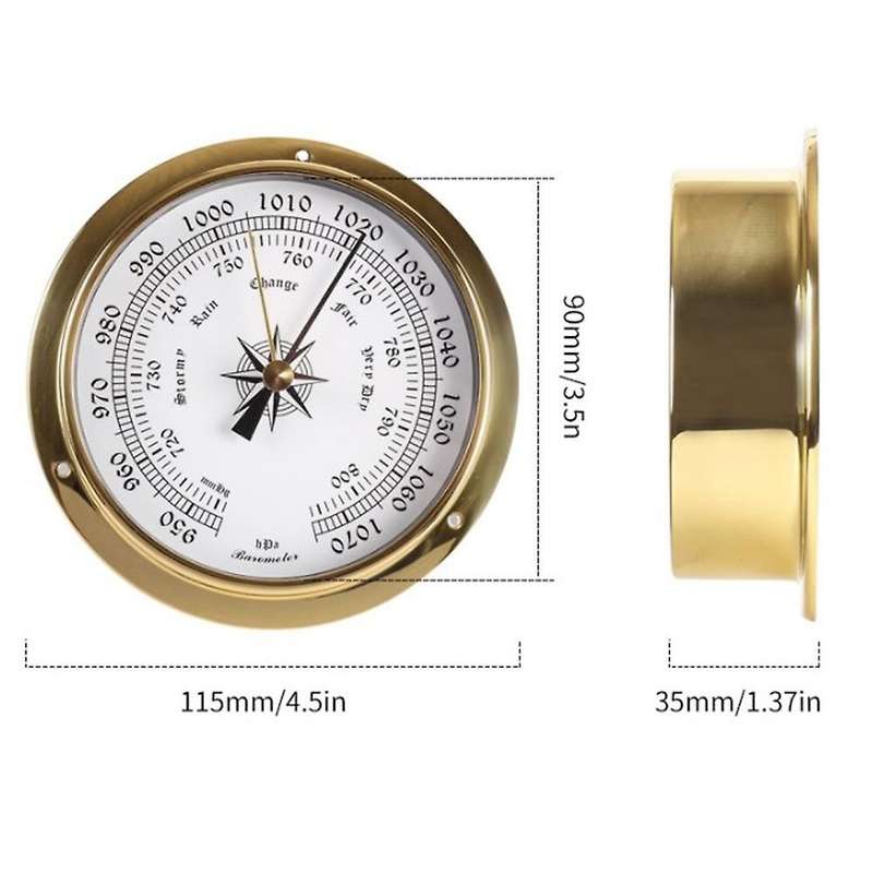 Barometer, Wall Mounted Tester Copper Shell Marine for Weather Station, Wall Hanging Boat Using Baro