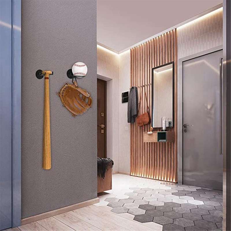 Baseball Bat Rack Storage Shelf Display Holder Multi-Use Wall Mounted Iron Art Space Saving Living R