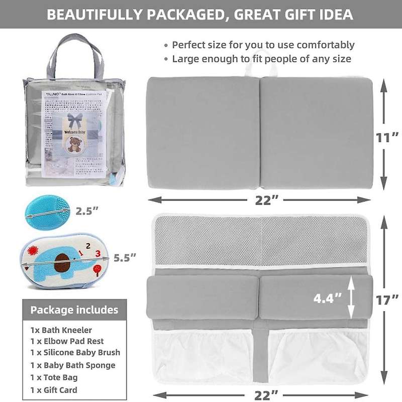Bath Kneeler and Elbow Rest Set Baby Bath Kneeling Pad, Thick Non-Slip Bathing Kneeling Mat Cushion