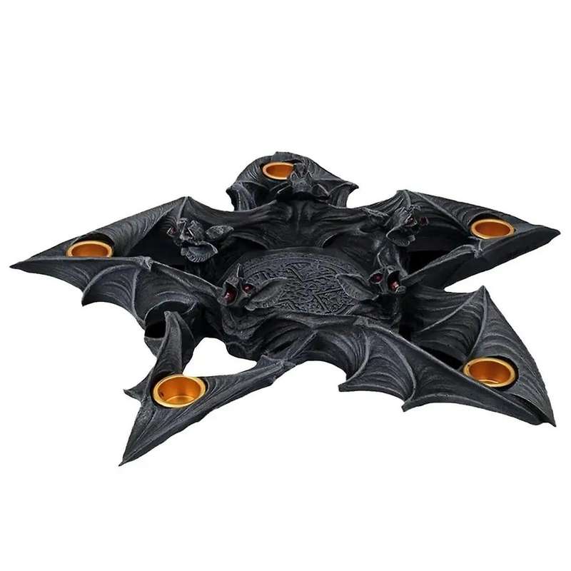 Bat Tealight Candle Holder Halloween Gothic Bat Candle Holder Black Resin Gothic Candlestick Holders