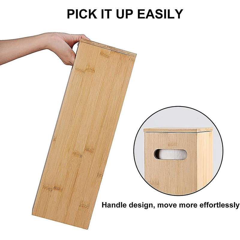Bathroom Bamboo Toilet Paper Holder Spare Organizer, Vertical Free-Standing Organizer, Hold 4 Rolls