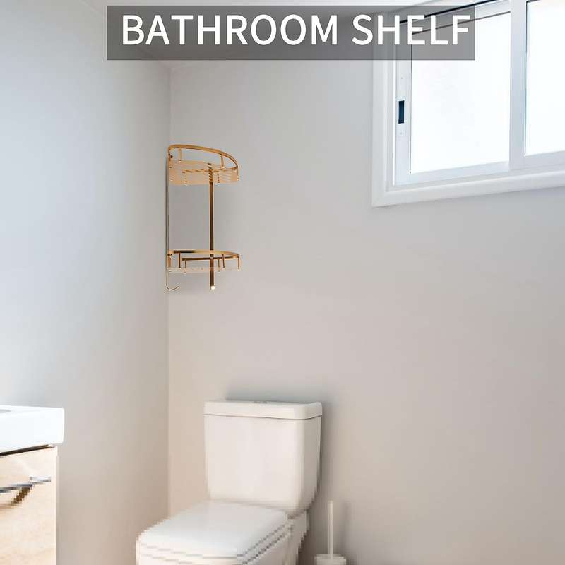 Bathroom Gold Shelf Shower Wall Mounted Corner Basket Bathroom Shelf