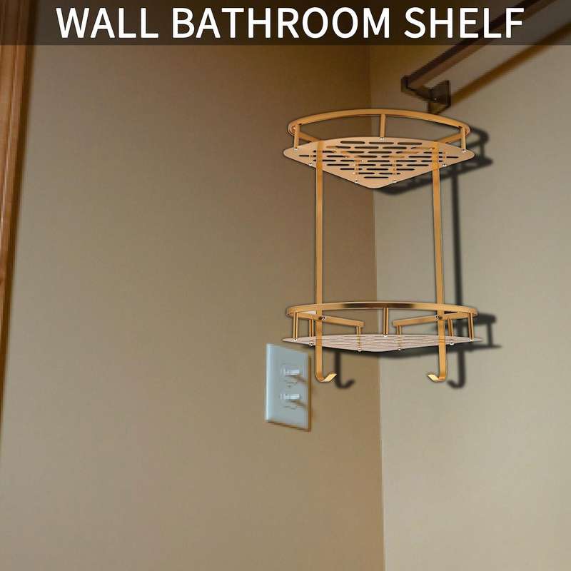 Bathroom Gold Shelf Shower Wall Mounted Corner Basket Bathroom Shelf