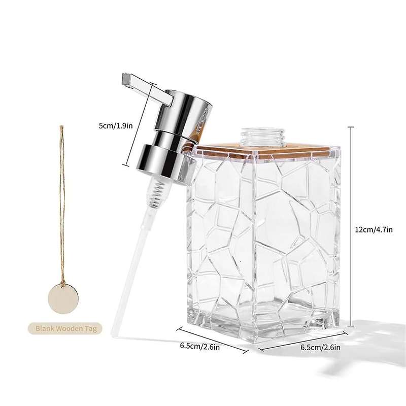 Bathroom Accessories Set with Tray Bamboo Soap Dispenser Toothbrush Holder Cotton Wab Box Acrylic Cl