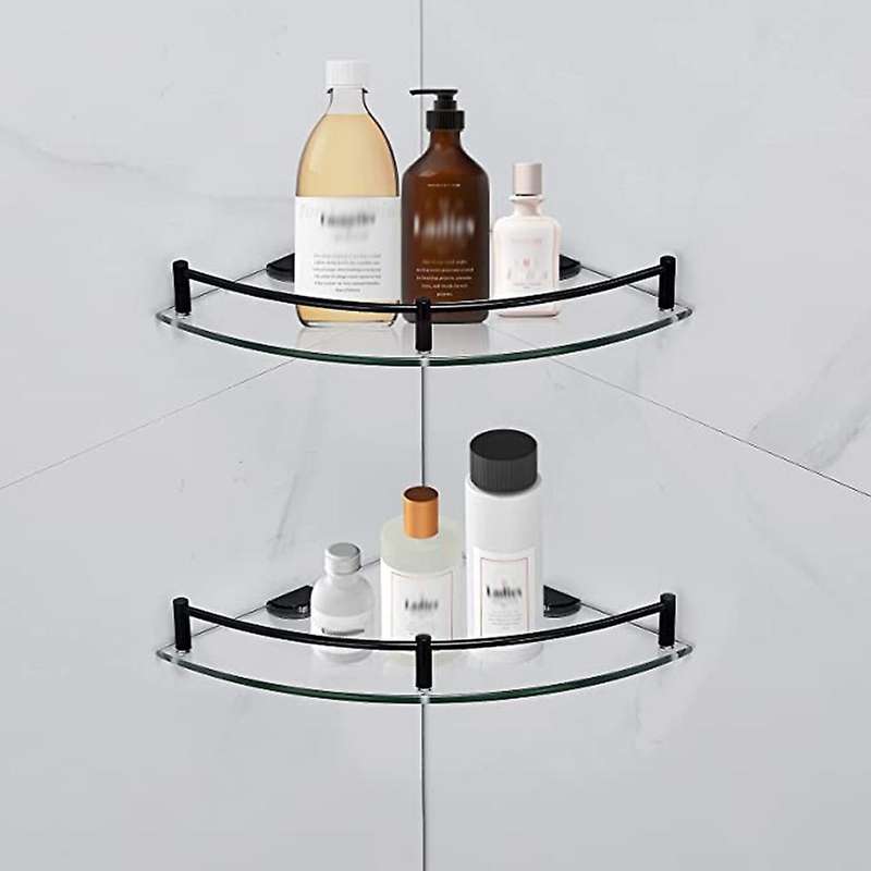 Bathroom Shelves, Bathroom Glass Corner Shelf ,tempered Glass Shelf for Storing Shower Gel/soap-b