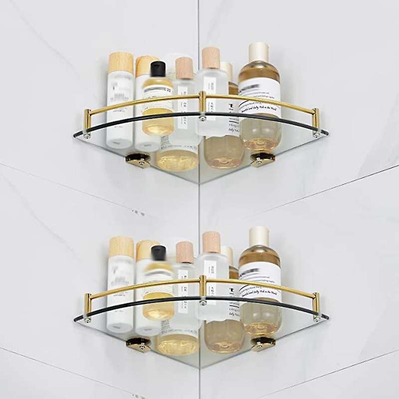 Bathroom Shelves, Bathroom Glass Corner Shelf ,tempered Glass Shelf for Storing Shower Gel/soap-b