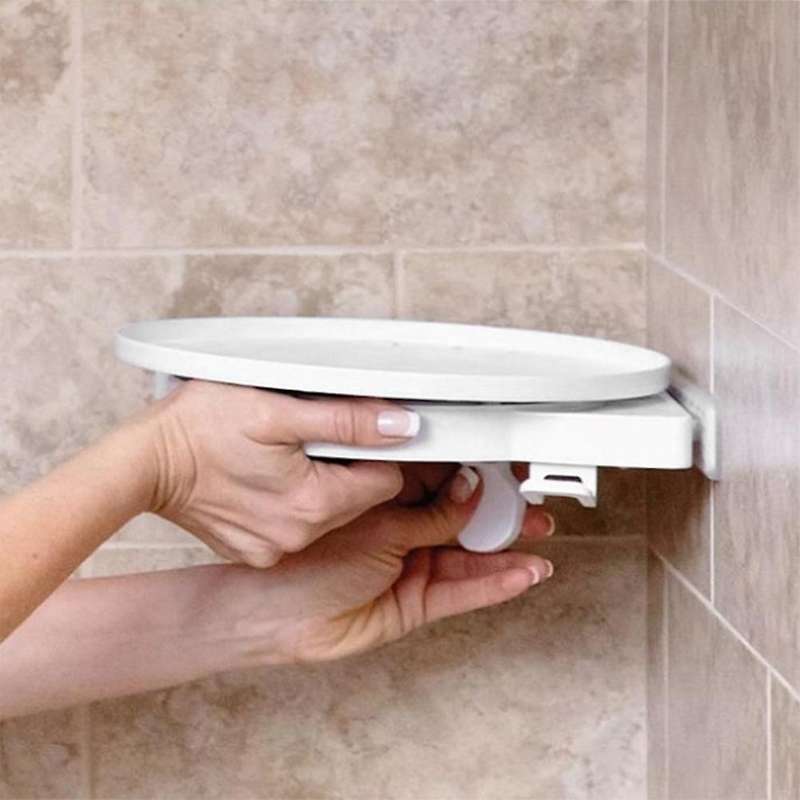 Bathroom Shelf Rotating Expandable Wall Mount Storage Rack Organize No-Drilling Shower Shelf Multi-