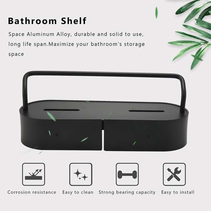Bathroom Shelf 30cm Kitchen Wall Shelves Shower Basket Storage Rack Towel Bar Robe Hooks Bathroom A