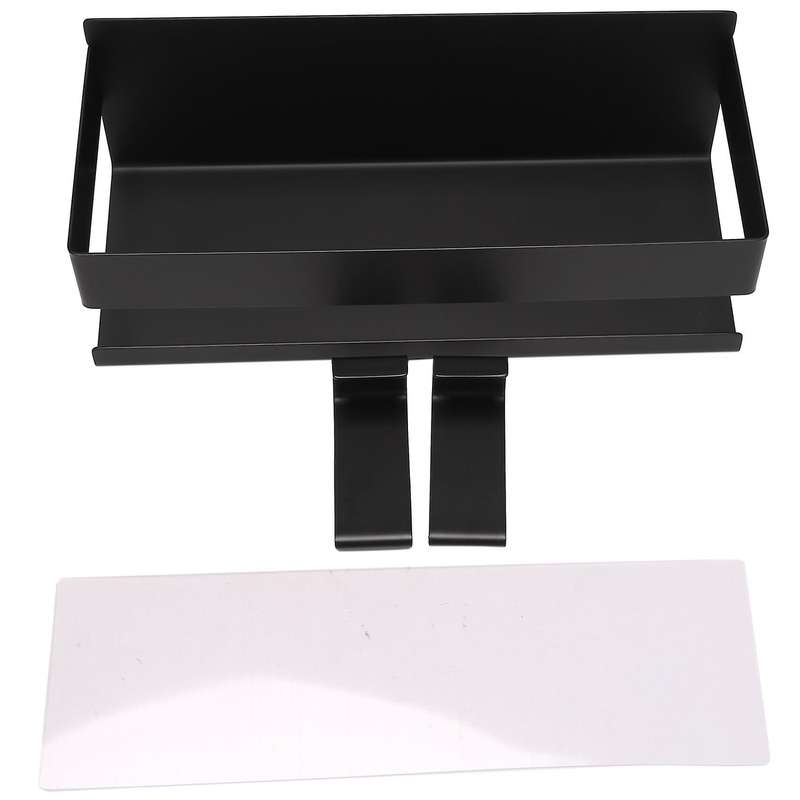 Bathroom Shower Shelf Adhesive Shower Shelf without Drilling Shower Basket with Hooks Black 22cm