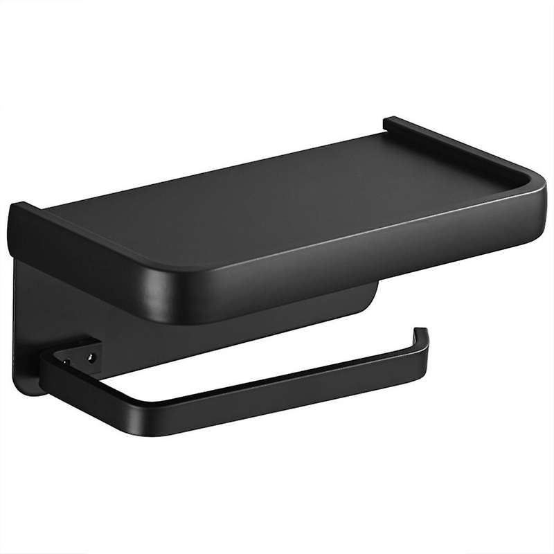 Bathroom Toilet Paper Holder Roll Holder, Black Toilet Paper Holder No Punch Tissue Holder Wall Mou