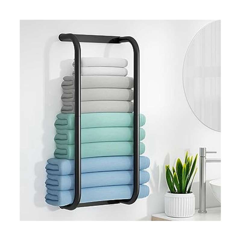 Bathroom Towel Rack Double Rod Towel Storage Rack Free Punch Towel Storage Rack for Small Space Bath