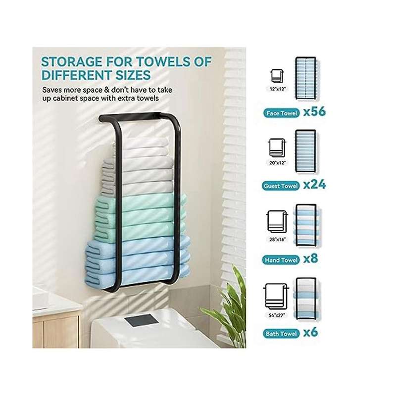 Bathroom Towel Rack Double Rod Towel Storage Rack Free Punch Towel Storage Rack for Small Space Bath