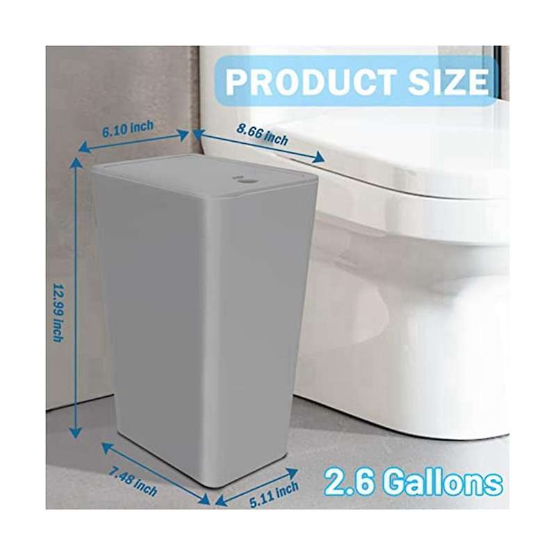 Bathroom Trash Can with Press Type Lid, Small Slim Garbage Bin Wastebasket for Kitchen/bedroom/offi