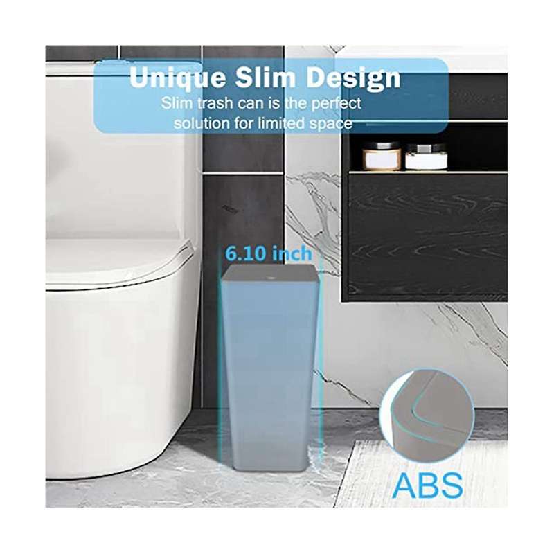 Bathroom Trash Can with Press Type Lid, Small Slim Garbage Bin Wastebasket for Kitchen/bedroom/offi