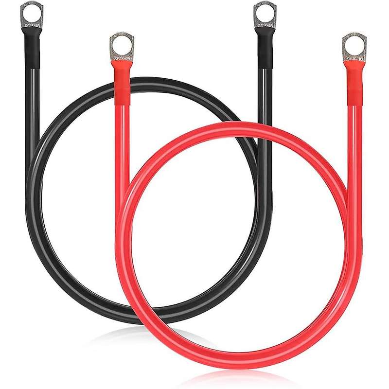 Battery Cable, 2 Pieces Battery Cable, Copper Cable, Power Cable with Ring Eyelets, Car Battery Cabl