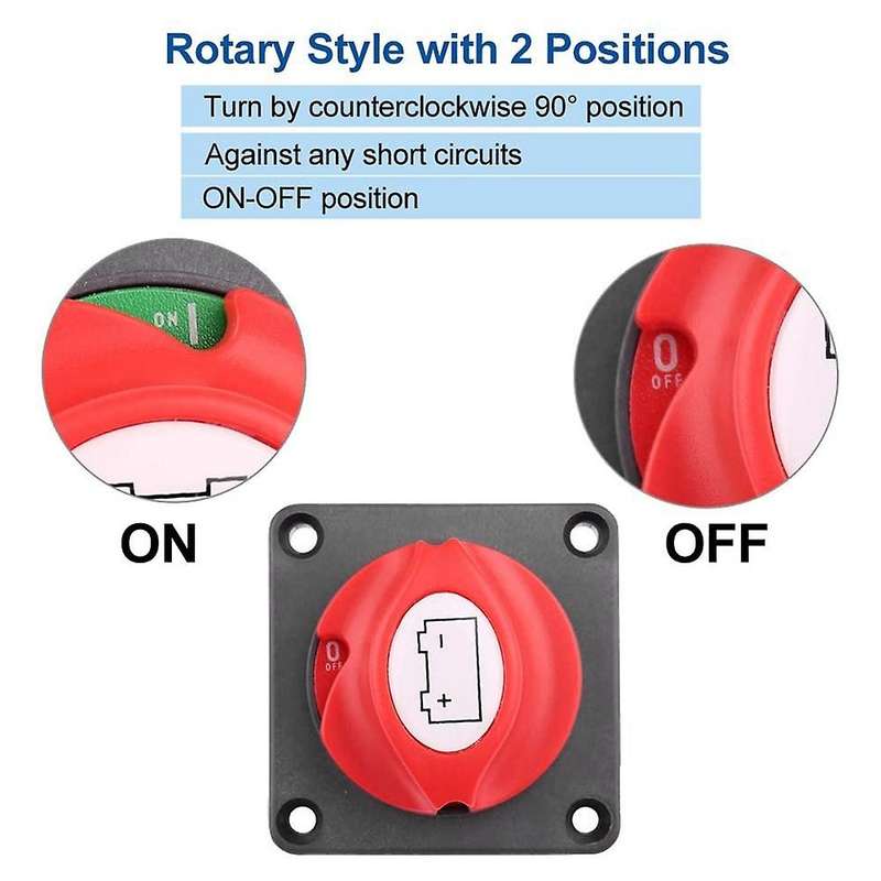 Battery Disconnect Switch Master Cut Shut Off Switch 12v 24v 48v for Marine Boat Rv Waterproof Batt