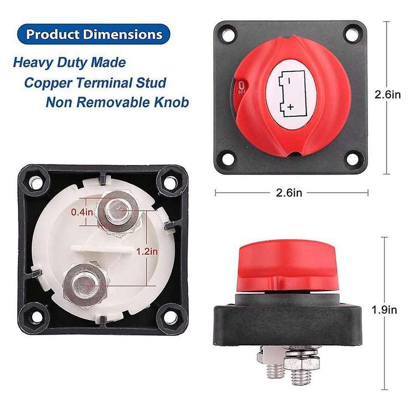 Battery Disconnect Switch Master Cut Shut Off Switch 12v 24v 48v for Marine Boat Rv Waterproof Batt