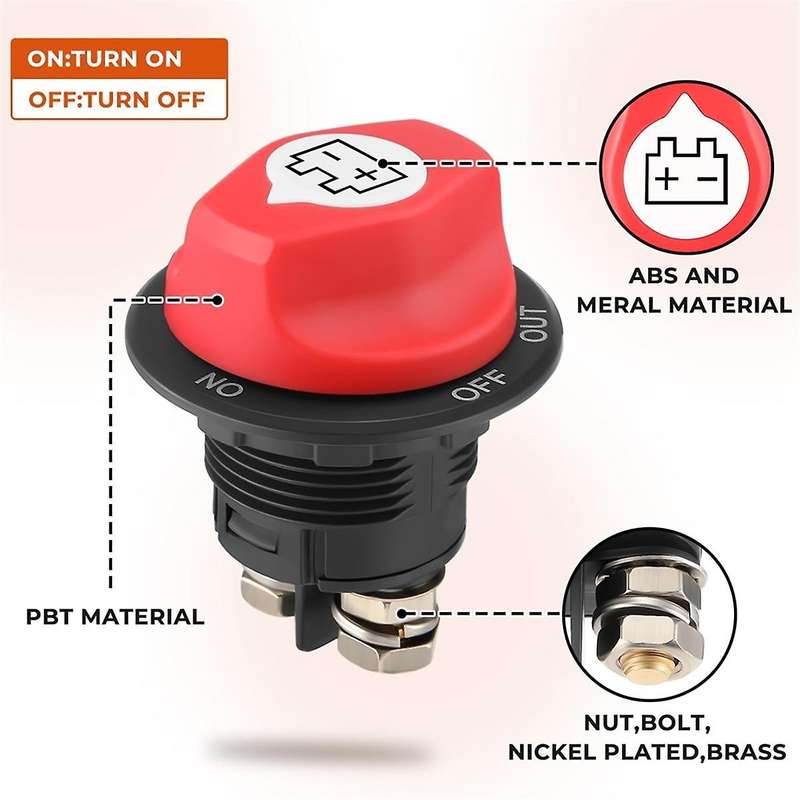 Battery Disconnect Switch 12-48V, Cut Shut Off Isolator Switch for Marine Boat RV ATV Car Utv Vehic