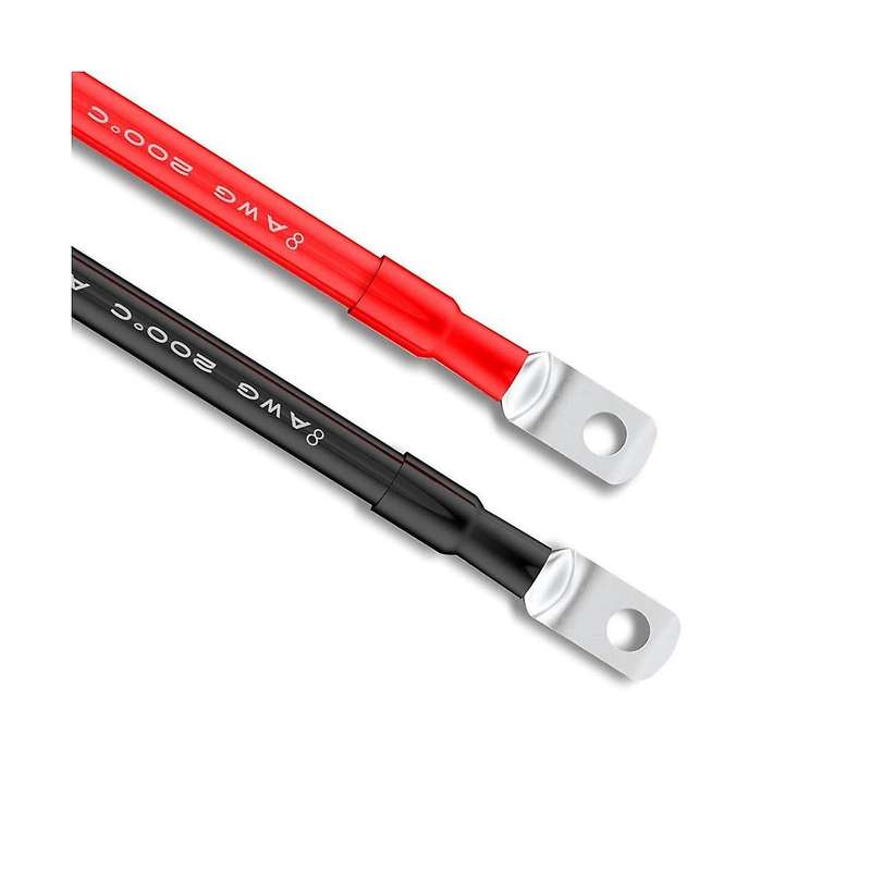 Battery Inverter Cable Set with Terminals 8 Awg Gauge Super Soft Silicone Wire, Power Connection Ca