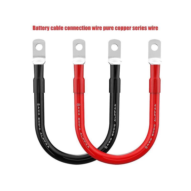 Battery Inverter Cable Set with Terminals 8 Awg Gauge Super Soft Silicone Wire, Power Connection Ca