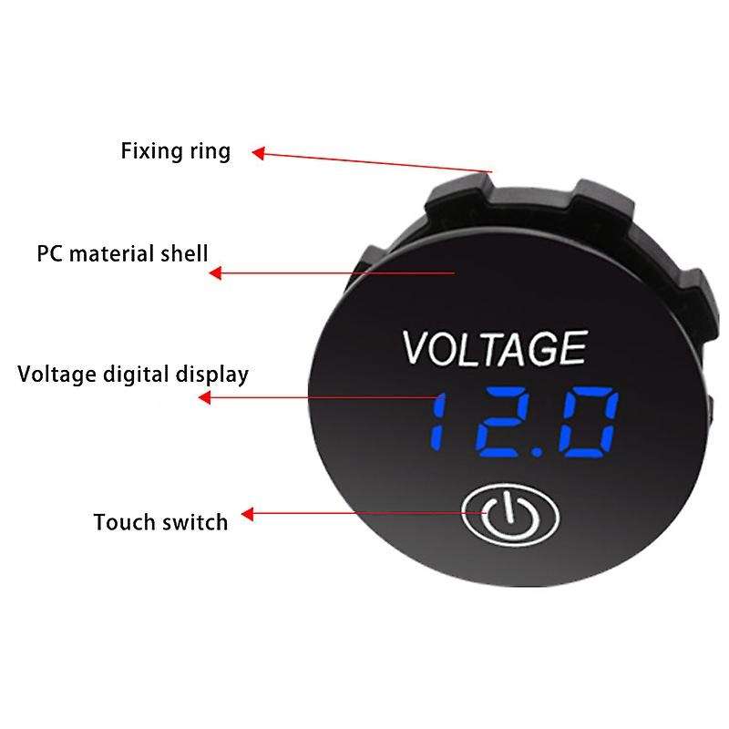 Battery Capacity Display Voltmeter LED Digital Voltage Meter with Touch-ON OFF Switch Car Motorcycle