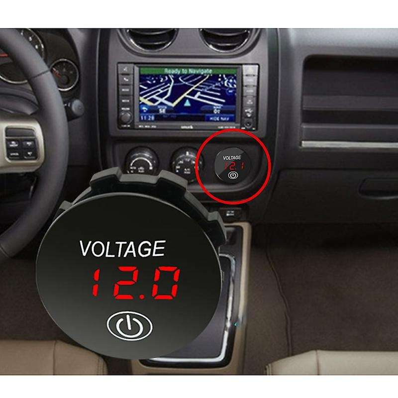 Battery Capacity Display Voltmeter LED Digital Voltage Meter with Touch-ON OFF Switch Car Motorcycle