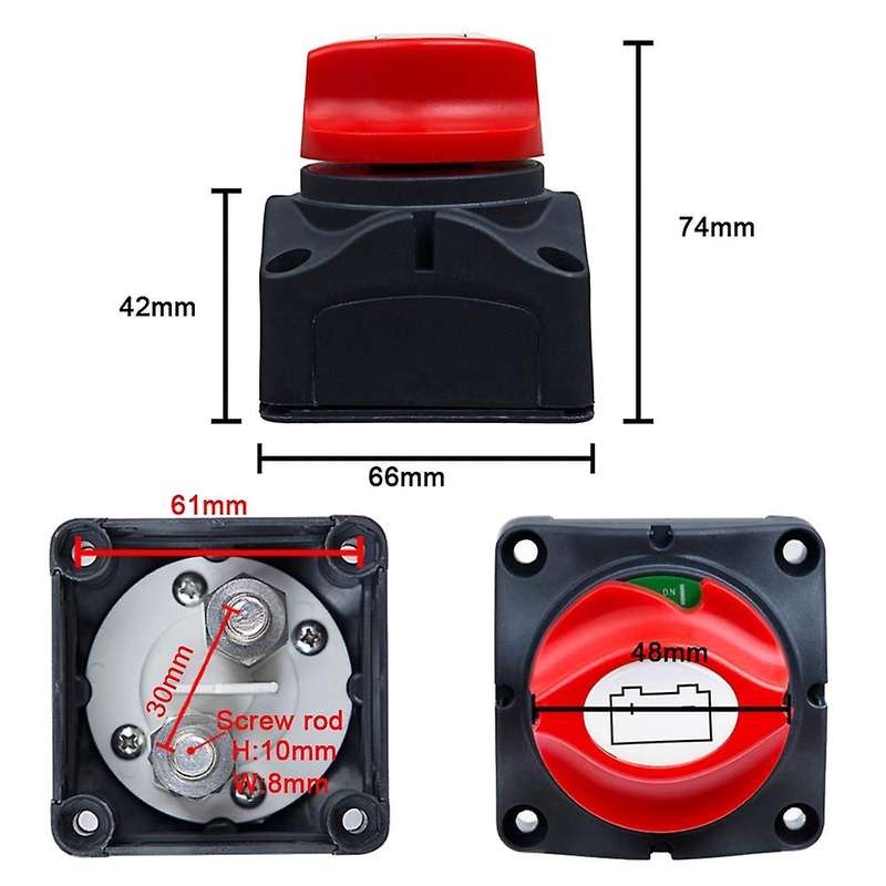 Battery Disconnect Switch 12V 24V 48V 60V Cut Off Isolator Switch Waterproof for Marine Boat Auto