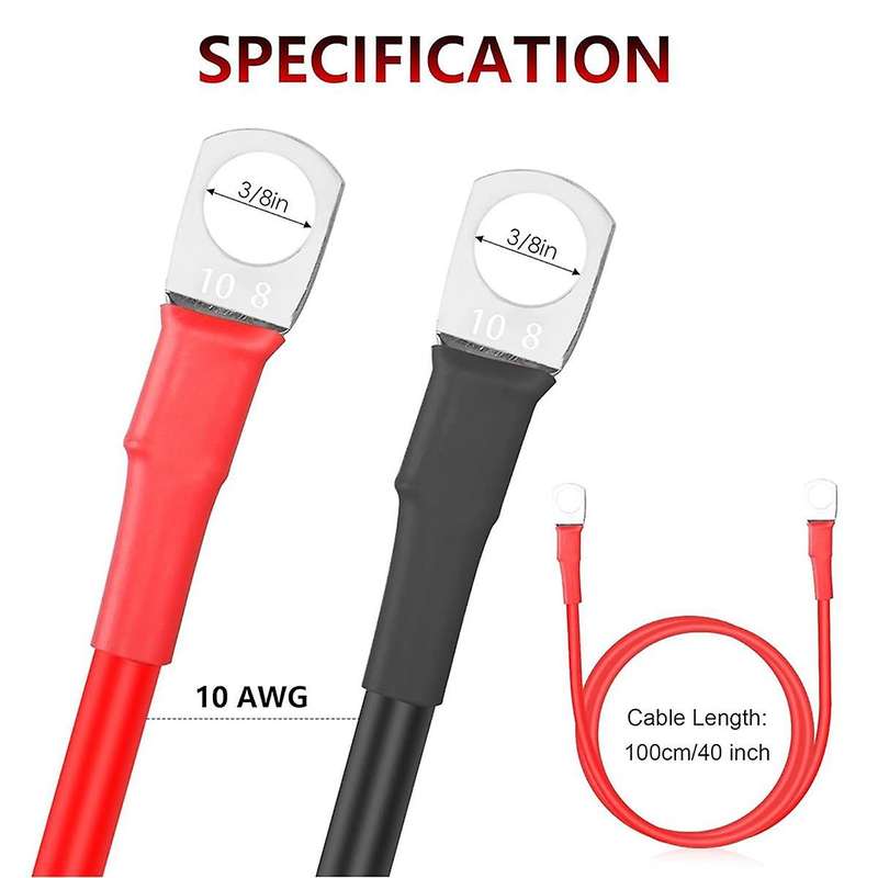 Battery Terminal Cable 10awg Auto Battery Lead Aluminum Alloy Connector Clamp for Automotive Marine